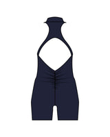 The High Neck Zip Jumpsuit - Navy - The Whole You Wellness - Left Chest - Printed - White