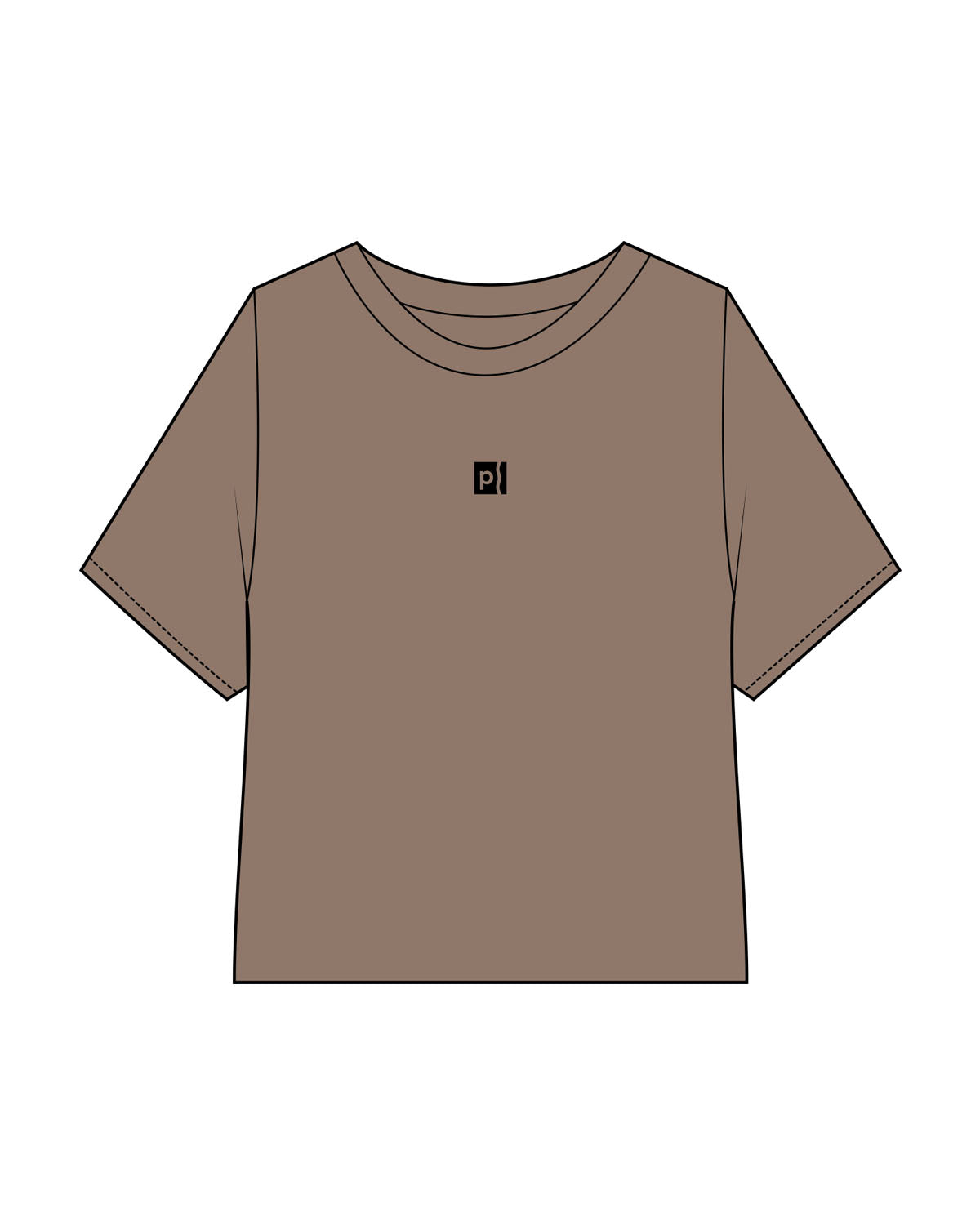 The Crop Terry Tee - Cacao - Plum Creek Church - Center Chest Icon & Full Back - Printed - Black