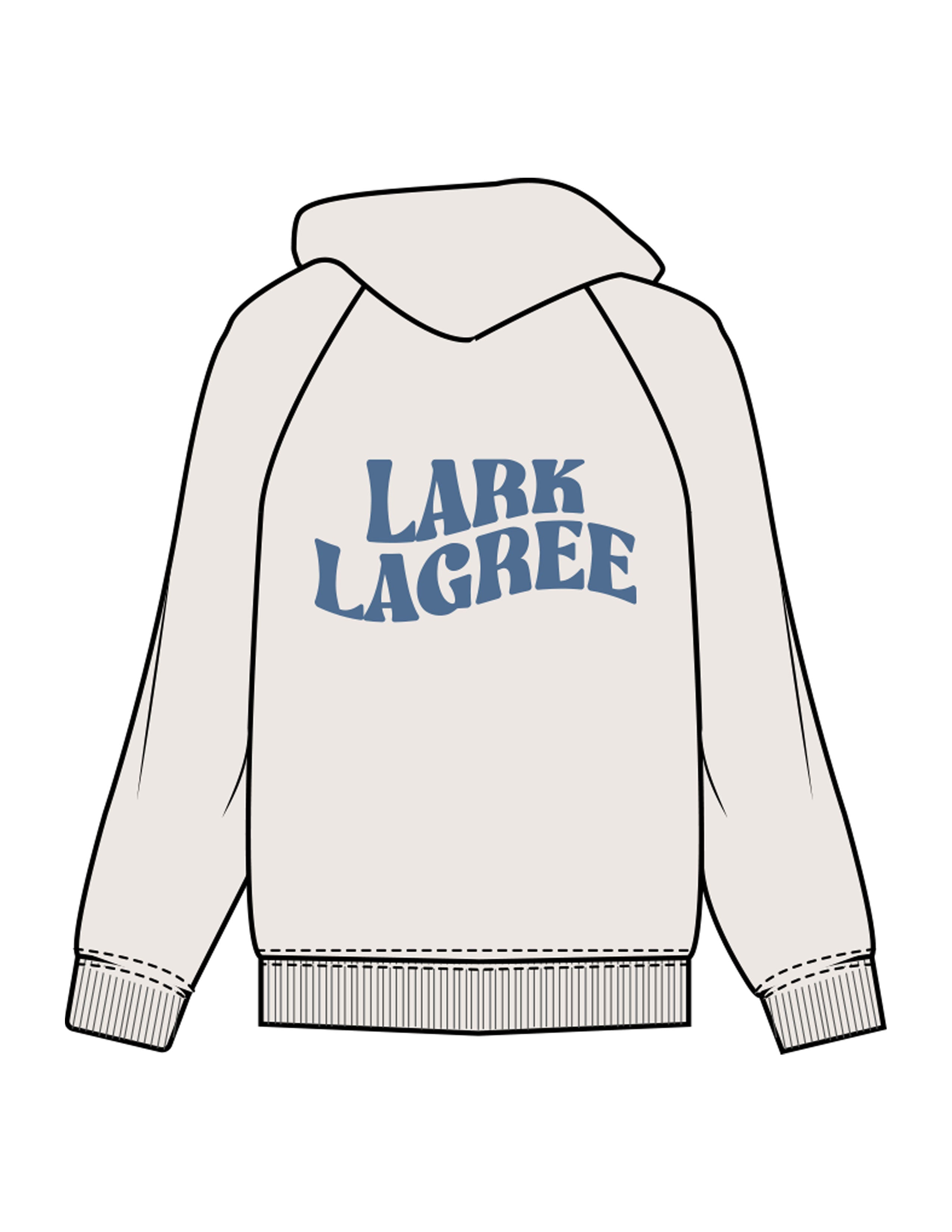 The Womens Hoodie - Bone - Pure Movement LARK - Left Chest & Back Stacked - Printed - Blue