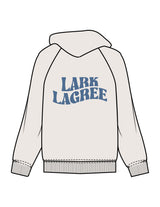 The Womens Hoodie - Bone - Pure Movement LARK - Left Chest & Back Stacked - Printed - Blue