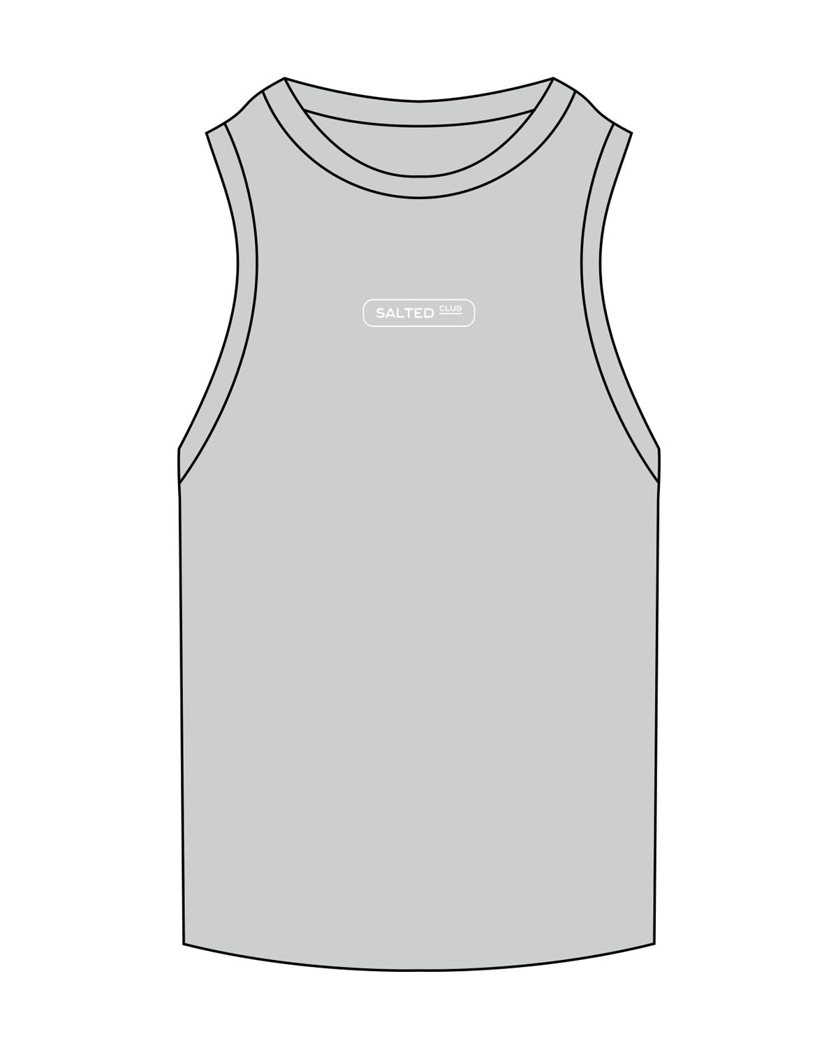 The Ribbed Full Length Tank - Storm  - Salted Club - Center Chest  - Embroidered - White