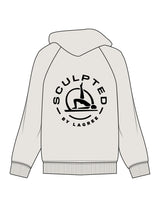The Mens Hoodie - Washed Bone - Sculpted By Lagree - Left Chest Stacked & Back Round - Printed - Black