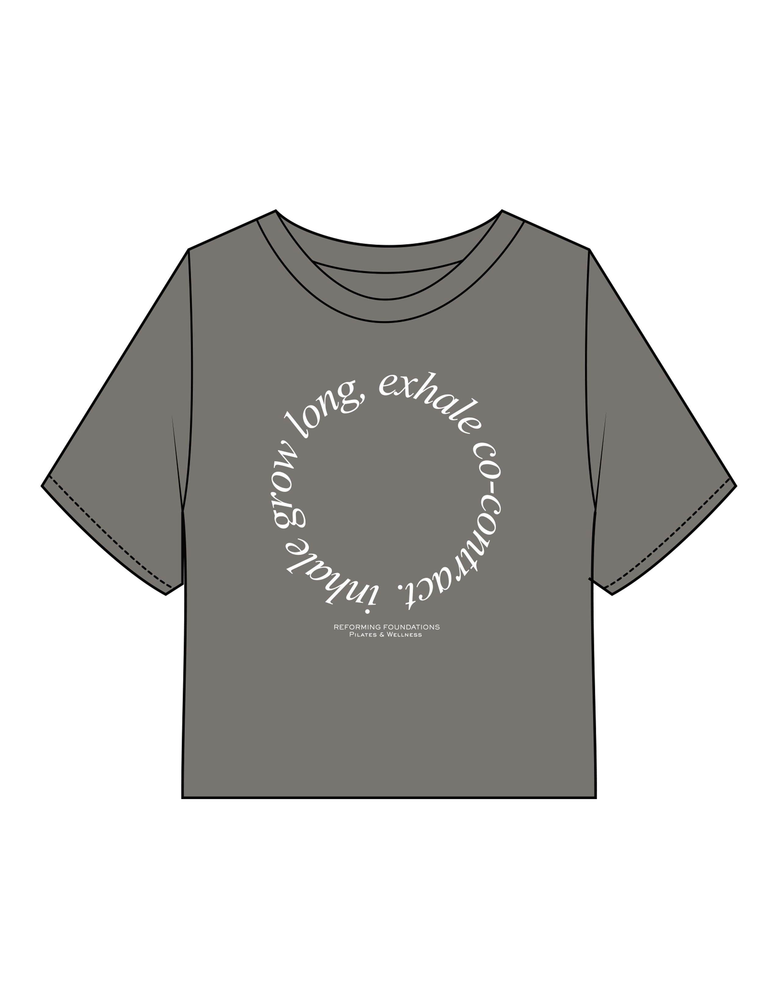 The Heavyweight Crop Tee - Washed Gray - Reforming Foundations - Center Chest Stacked - Printed - White