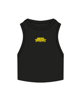 The Ribbed Crop Tank - Black - Higher Ground - Center Chest Logo - Embroidered - Yellow