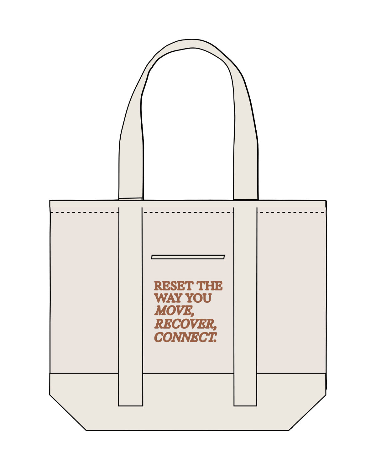 The Contrast Tote Bag - Natural / Natural - Soma Fitness x Recovery - Center Body Stacked  - Printed  - Terracotta