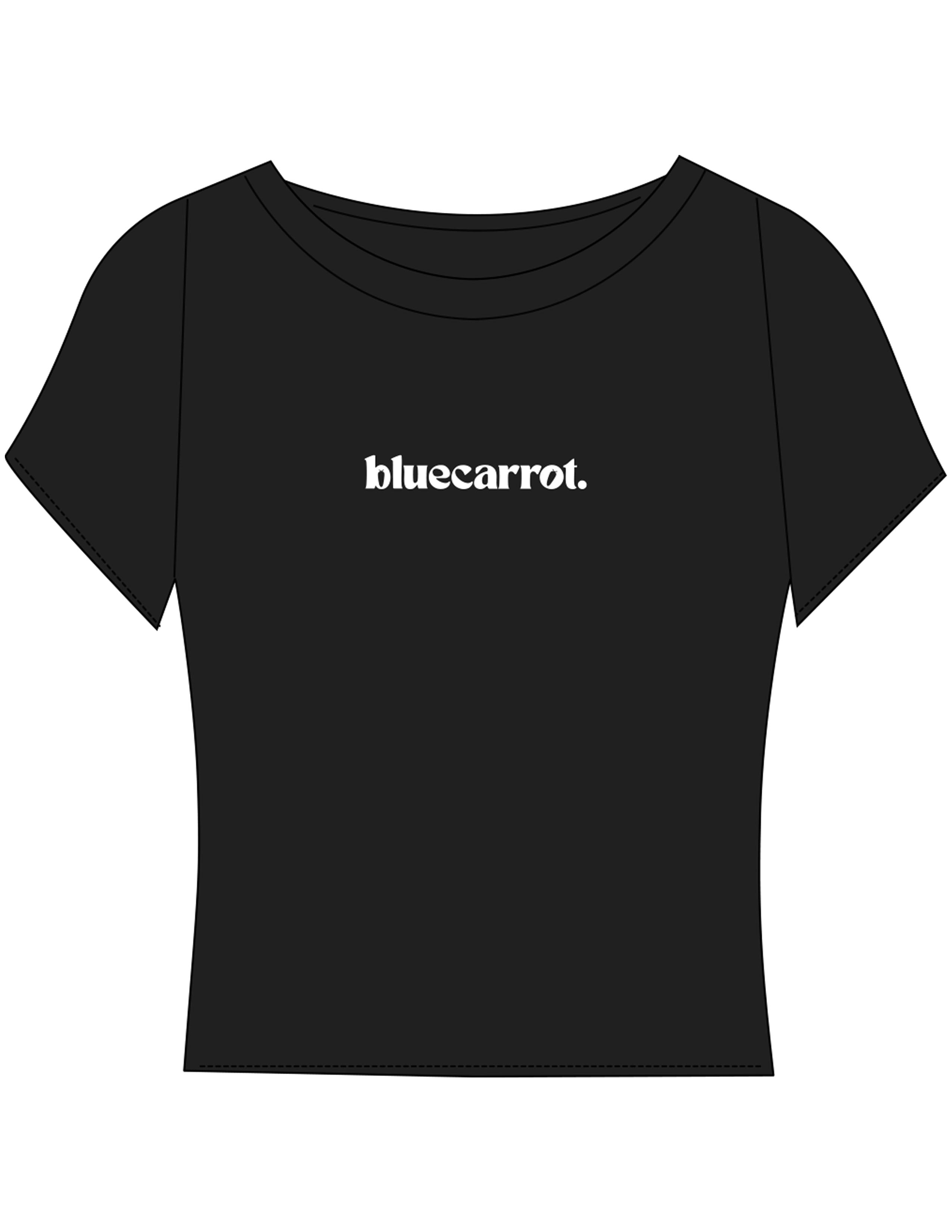 The Sporty Crop Short Sleeve - Black - BlueCarrot - Center Chest - Printed - White
