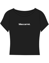 The Sporty Crop Short Sleeve - Black - BlueCarrot - Center Chest - Printed - White