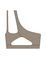 The One Shoulder Bra - Brown - The Refinery Fitness Studio -  Center Chest - Printed - White