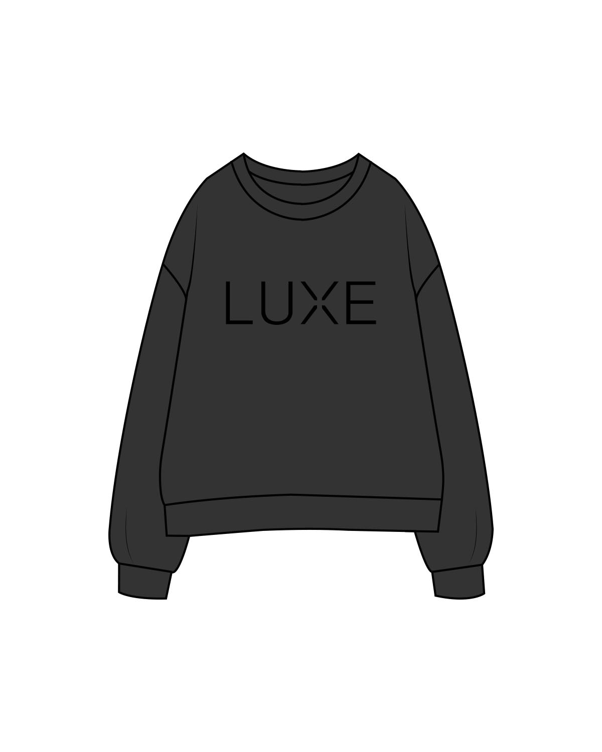 The Mens Crewneck - Washed Black - Lagree Luxe - Center Chest & Back Neckline - Printed - Black