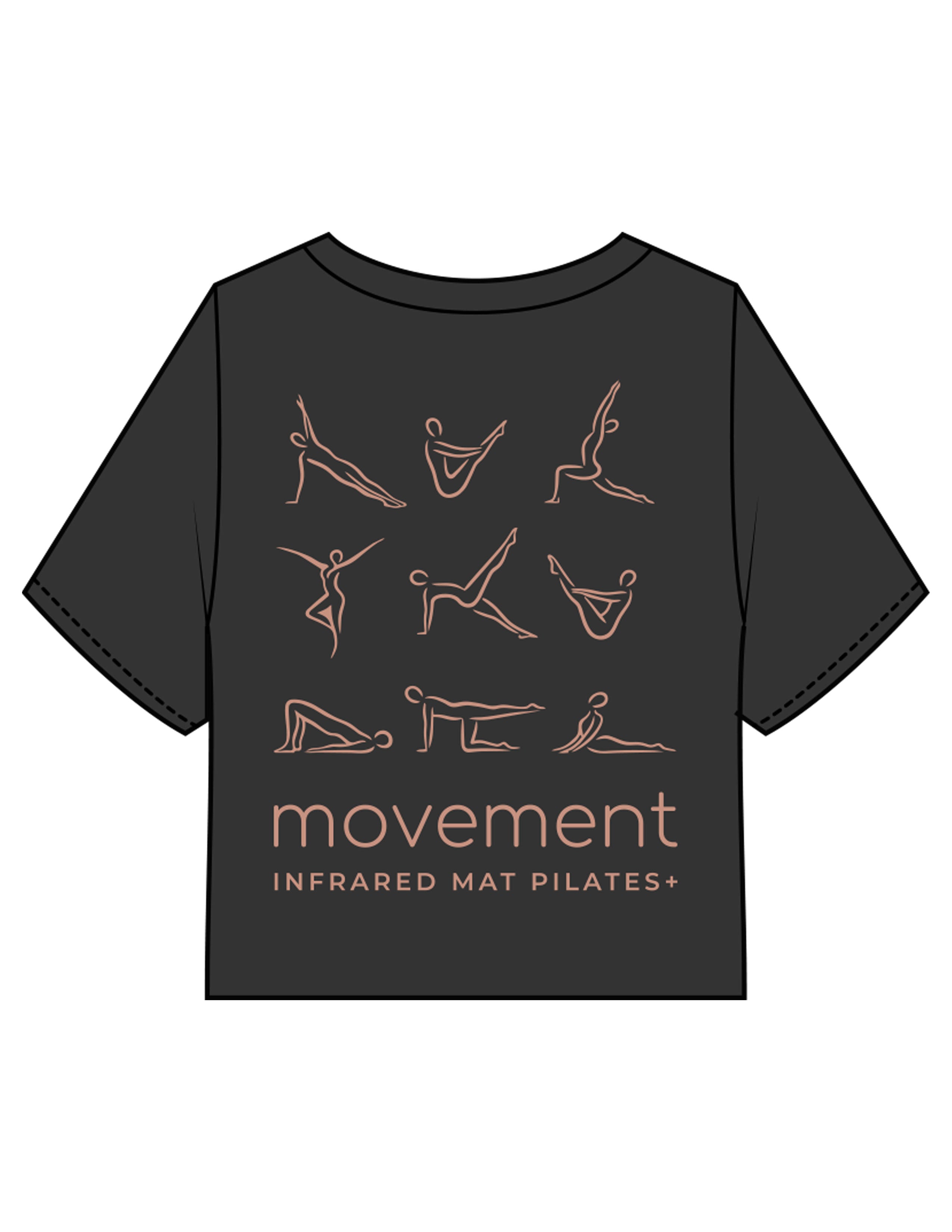 The Heavyweight Crop Tee - Washed Black  - Movement Pilates Buffalo - Back Stacked - Printed - Clay