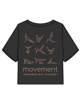 The Heavyweight Crop Tee - Washed Black  - Movement Pilates Buffalo - Back Stacked - Printed - Clay