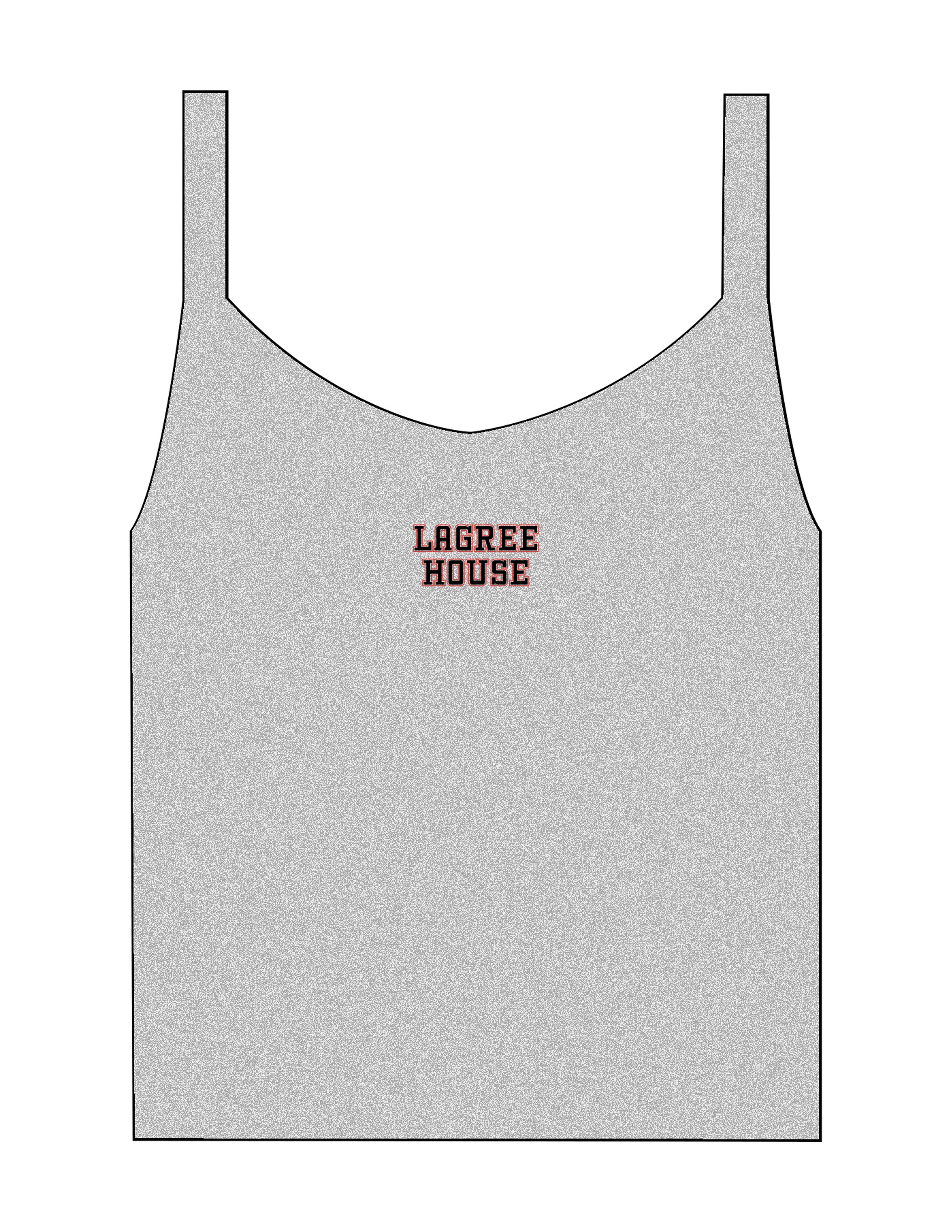 The Micro Rib Strappy Crop Tank - Heather - Lagree House - Center Chest Stacked - Embroidered - Full Color
