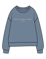 The Midweight Unisex Crewneck - Washed Slate - Practice Yoga - Center Chest - Printed - Off White