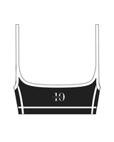 The Piped Scoop Sports Bra - Black - Studio 10 - Back Center - Printed - White