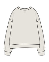 The Womens Crewneck - Washed Bone - Aligned Pilates - Center Chest Arch & Back Center Neckline - Printed - Washed Gray