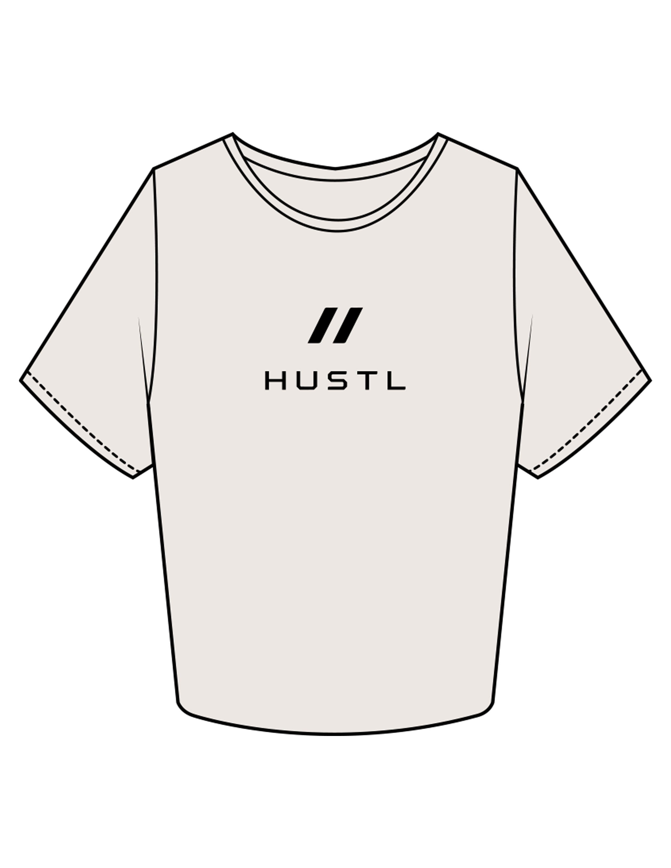 The Crop Tee - Bone - HUSTL Athletic Club - Chest Icon Stacked - Printed - Black