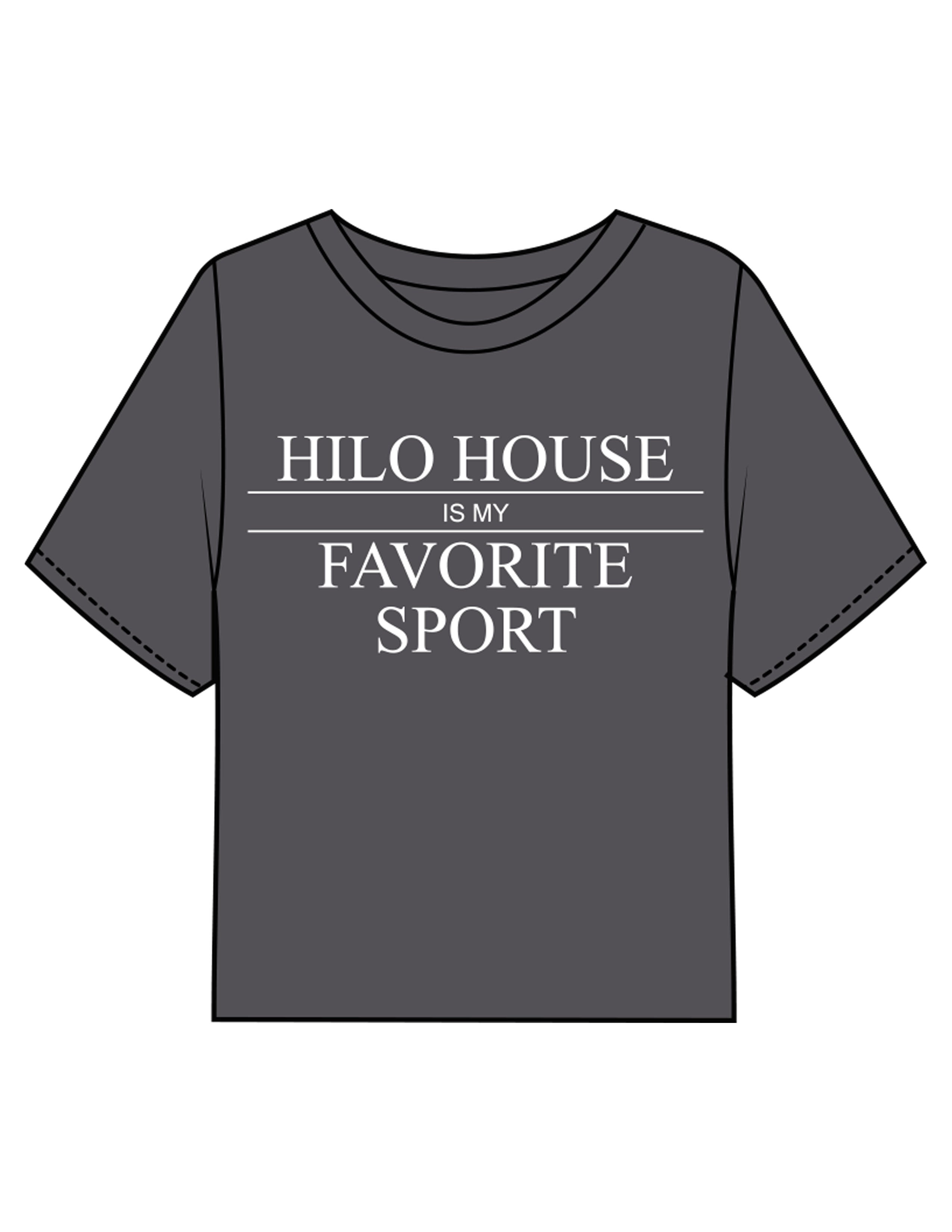 The Boxy Crop Tee - Charcoal - HiLo - Chest Stacked "HILO HOUSE" & Back Neckline Round - Printed - White