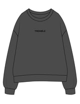 The Womens Crewneck - Washed Black - Tremble - Center Chest - Embroidered - Black