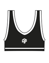 The Piped Bra - Black - Higher Ground - Center Back "CUBE" - Printed - White