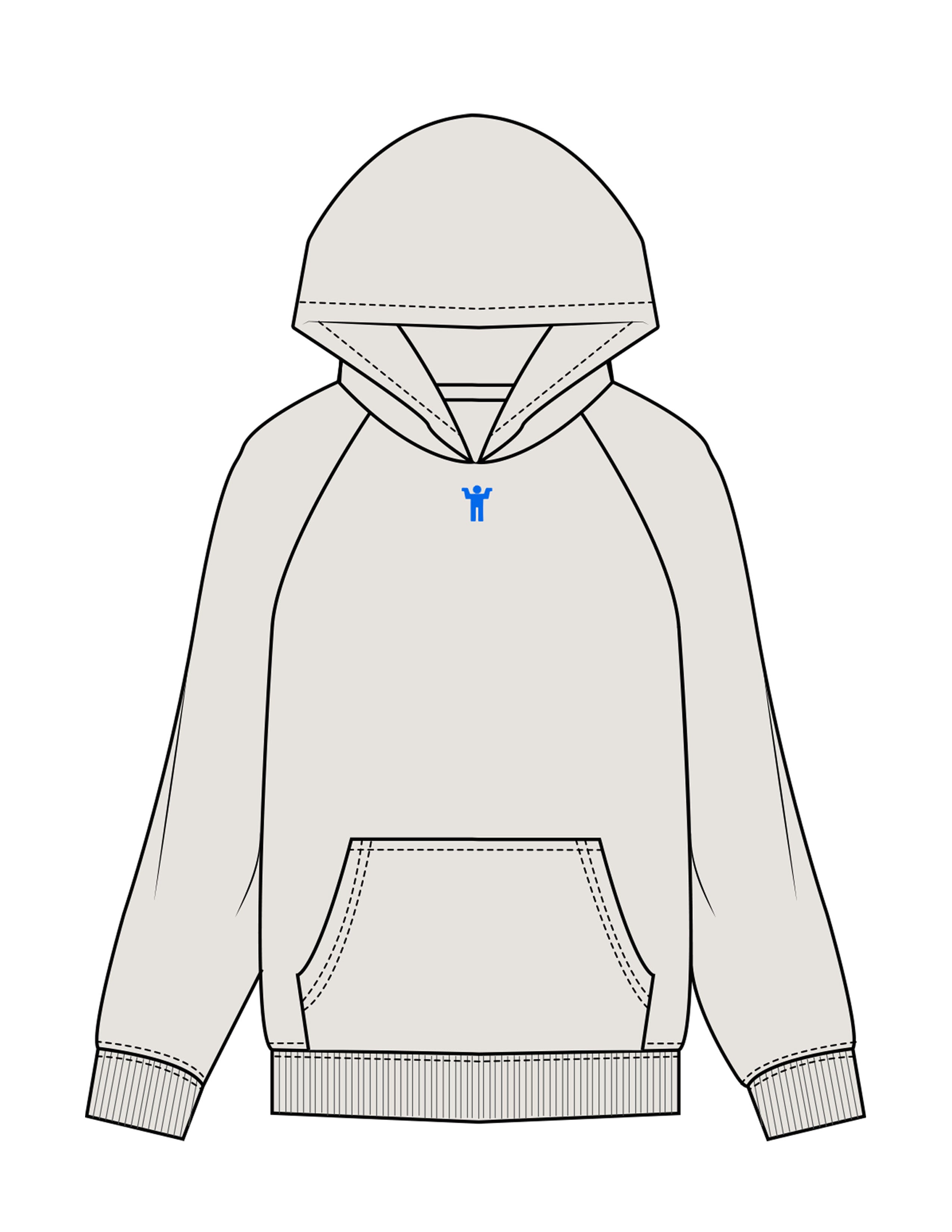 The Mens Hoodie - Washed Bone - DontKnow. - Upper Chest - EMB - Blue