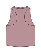 The Crop Muscle Racerback - Heather Orchid - Soul Yoga - Center Chest Stacked - Printed - Tone on Tone