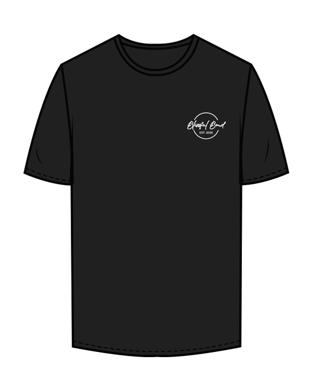 The Mens Tee - Black - Blissful Bond - Left Chest Round - Back Full Center - Printed - Full Color