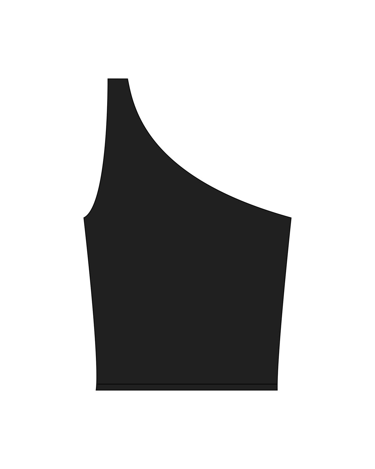 The One Shoulder Tank - Black - The Hot Room - Center Chest - Printed - White