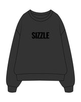 The Mens Crewneck - Washed Black - Sizzle - Center Chest  - Black