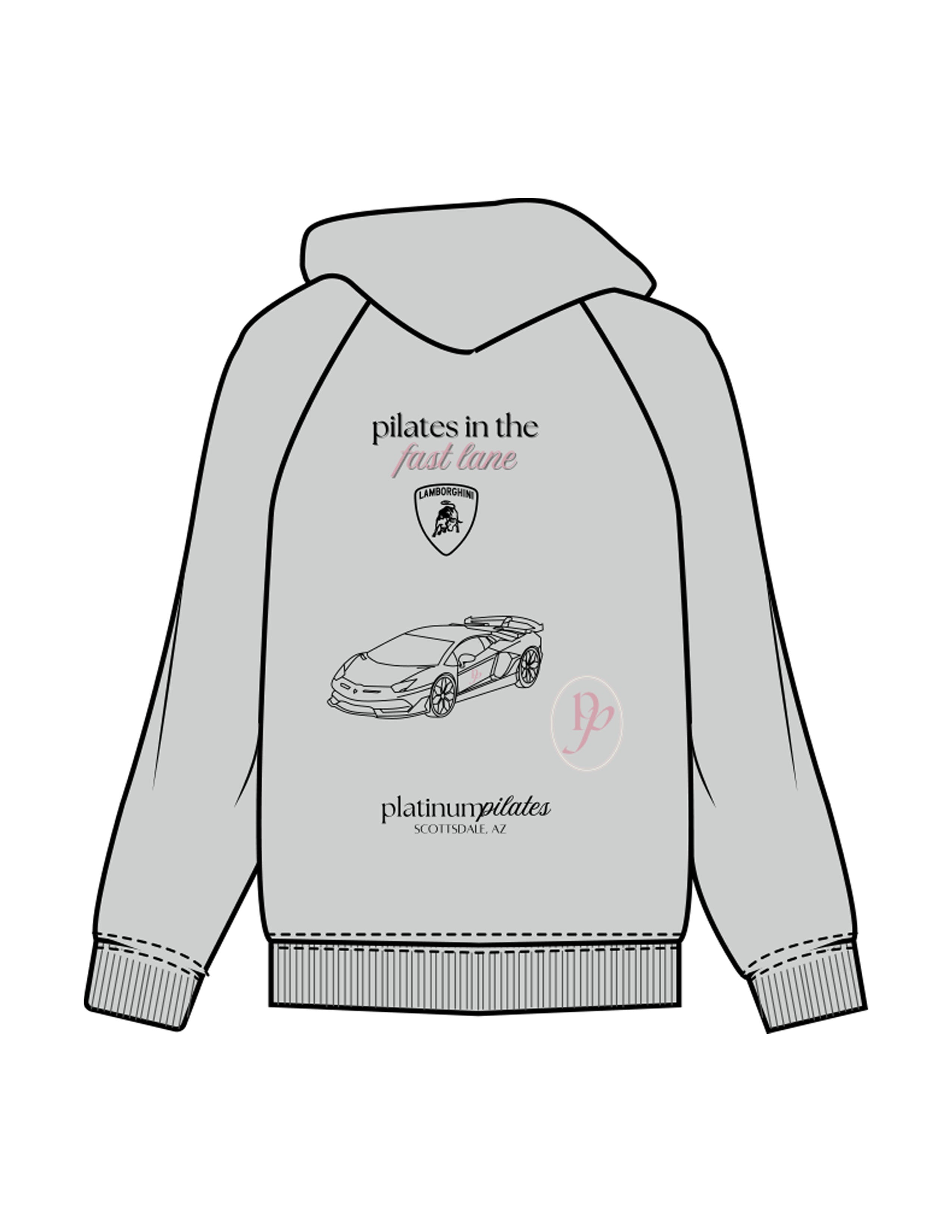 The Womens Hoodie - Storm - Platinum Pilates - Center Chest Stacked & Full Back - Printed - Full Color