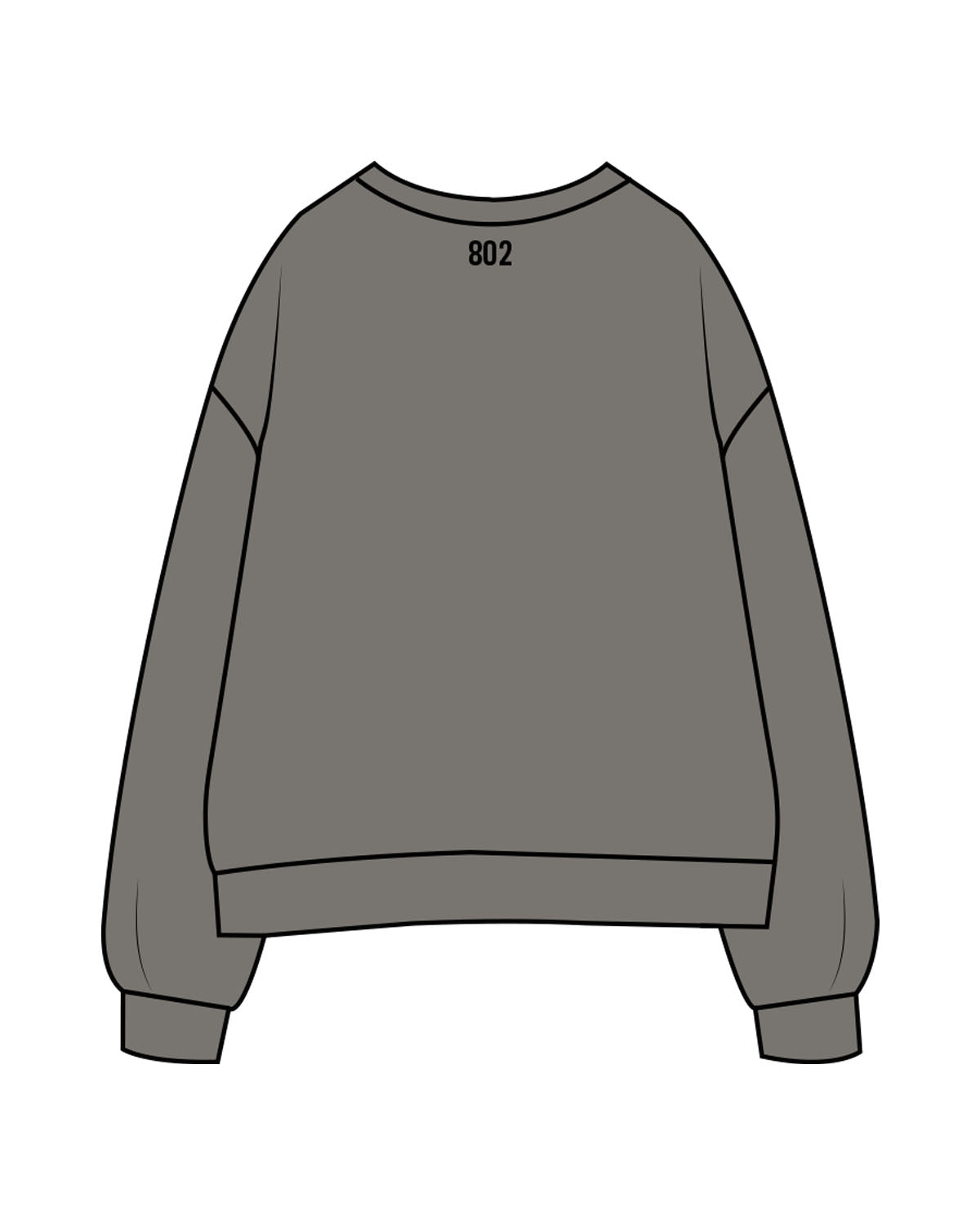 The Womens Crewneck - Washed Gray - HIIT Performance - Center Chest & Back Neckline - Printed - Black