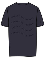 The Womens Tee - Midnight - Evolve Collective - Left Chest & Back Stacked Wavy - Printed - Tone on Tone