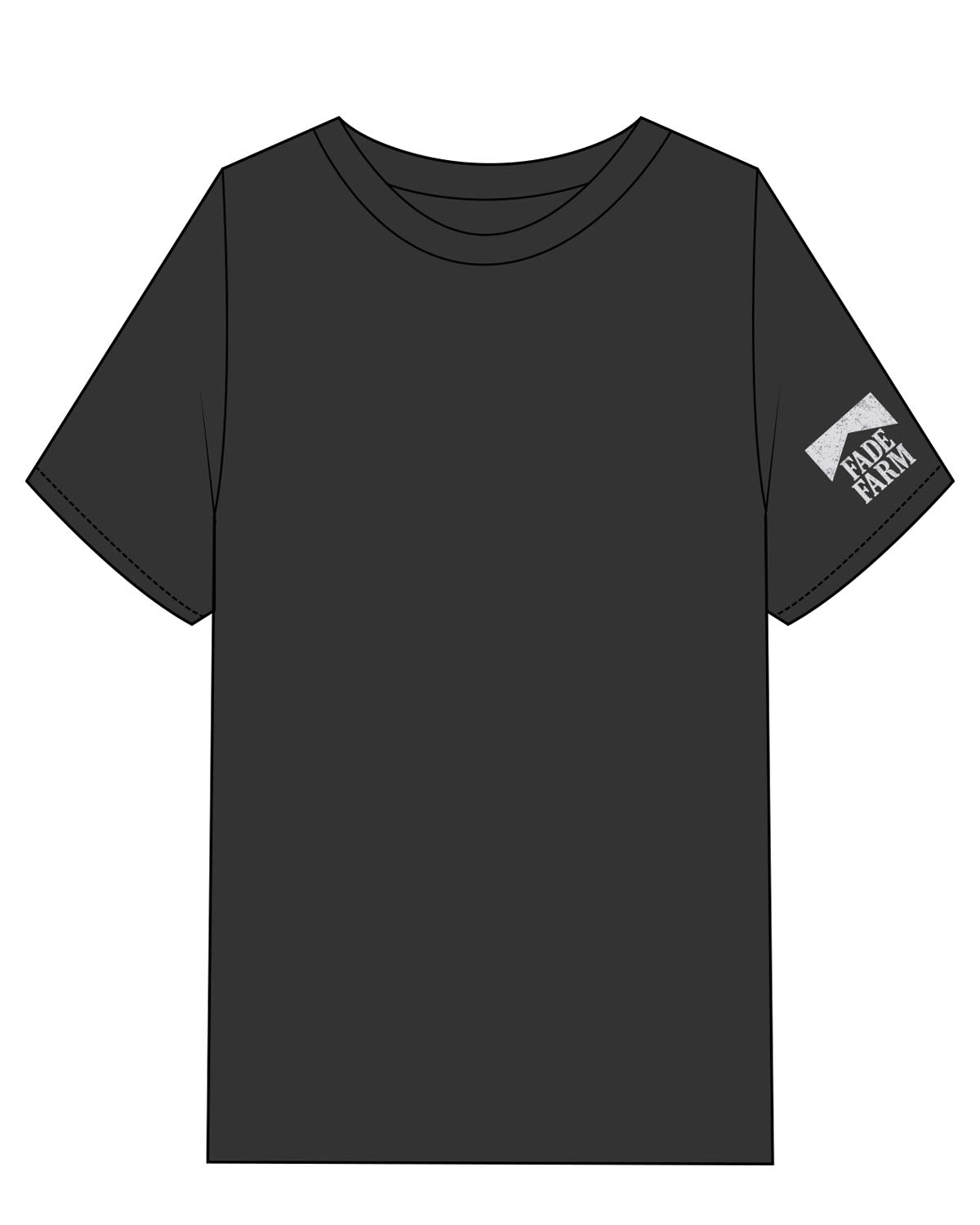 The Mens Heavyweight Tee - Washed Black - FadeFarm - Left Sleeve Stacked & Back Image "Skull" - Printed - Full Color