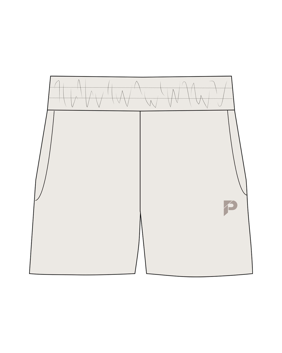 The Womens Sweat Shorts - Bone - The Platform Studio - Left Leg - Embroidered - Tone on Tone
