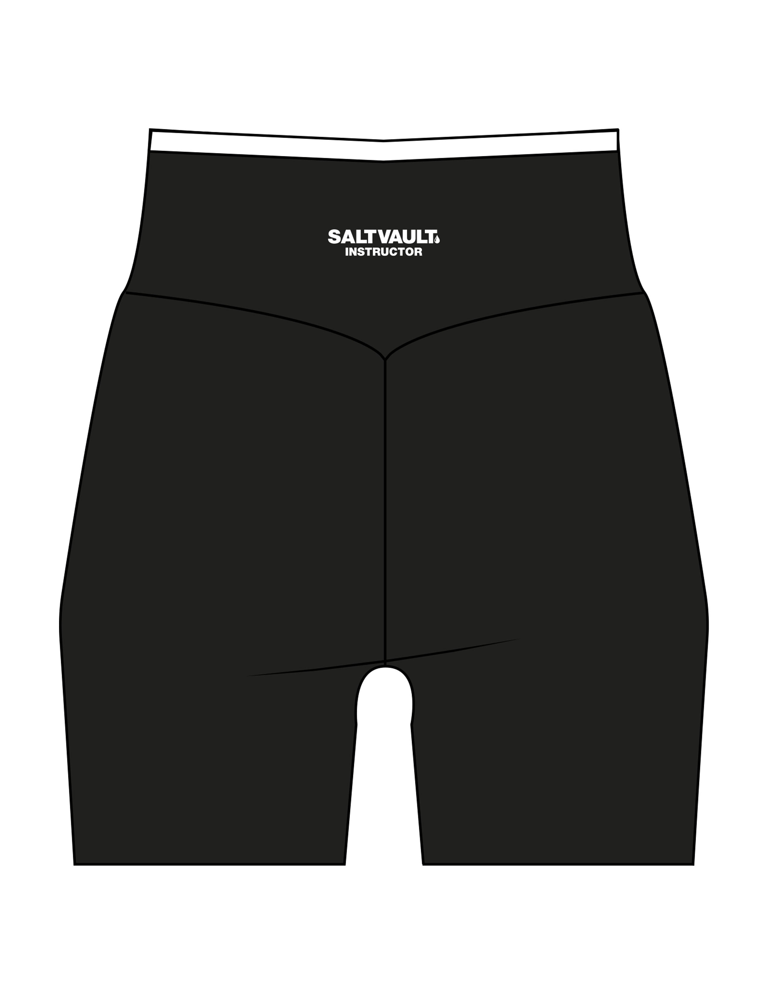 The Piped Crossover Short - Black - Saltvault Instructor - Back Waistline - Printed - White