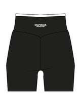 The Piped Crossover Short - Black - Saltvault Instructor - Back Waistline - Printed - White