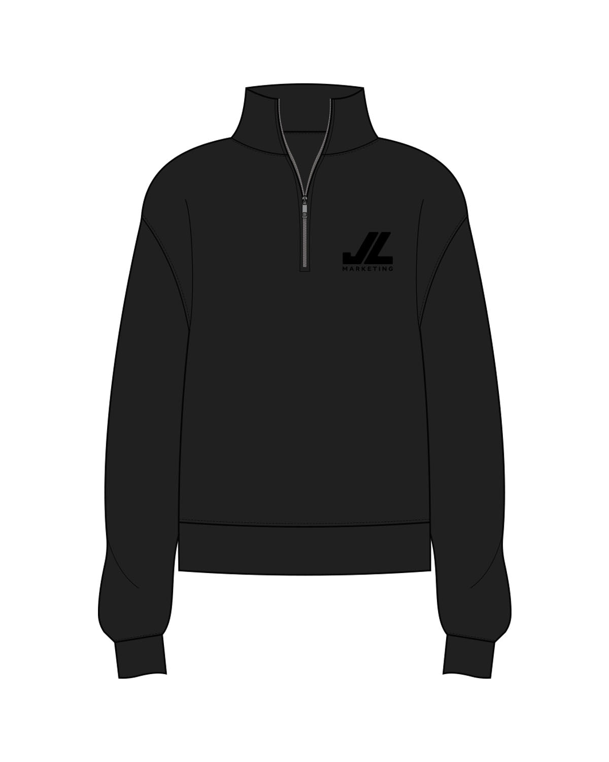 The Womens 1/4 Zip - Black - JL Marketing - Left Chest - Printed - Tone on Tone