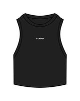 The Ribbed Crop Tank - Black - D Lagree - Center Chest - Embroidered White