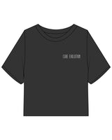 The Heavyweight Crop Tee - Washed Black - Core Evolution - Left Chest - Embroidered - White