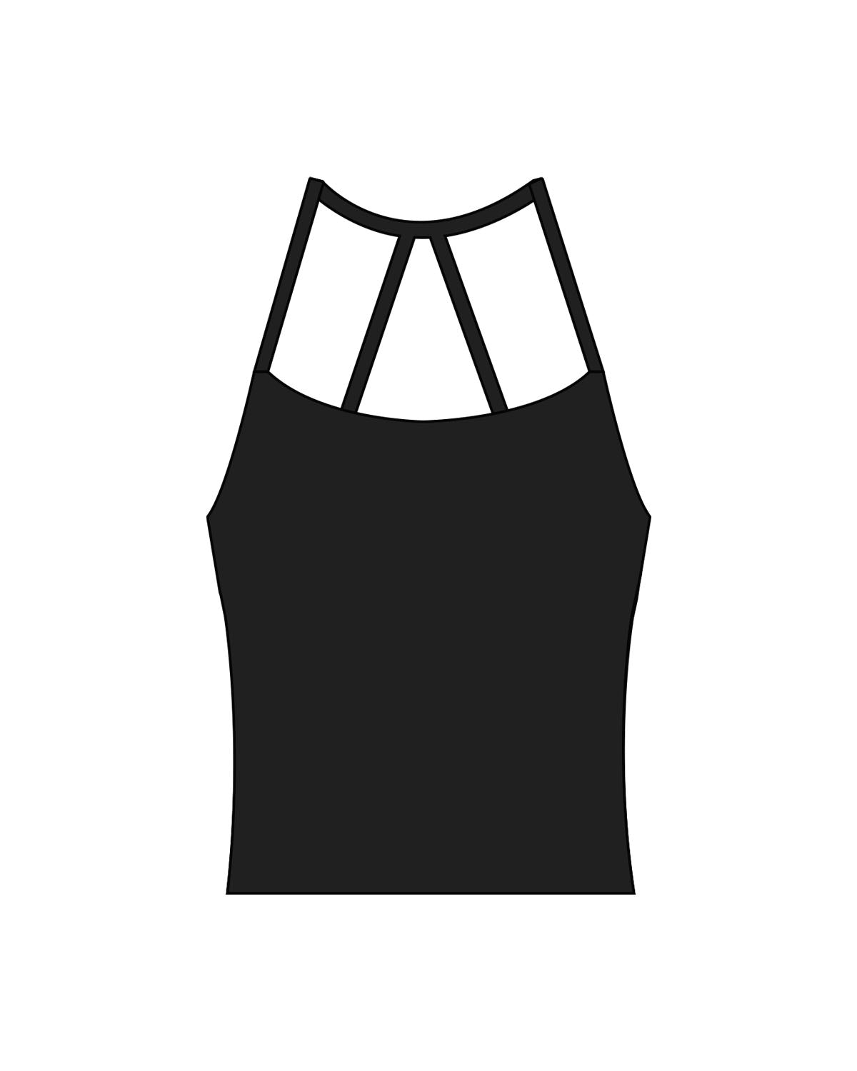 The Womens Sporty Tank - Black - Core Reform - Center Back - Printed - White