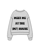 The Womens Crewneck - Heather - Megafit House - Center Chest & Back Stacked - Printed - Black