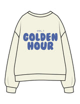 The Mens Crewneck - Butter - Golden Hour - Left Chest & Back Stacked - Printed - Blue