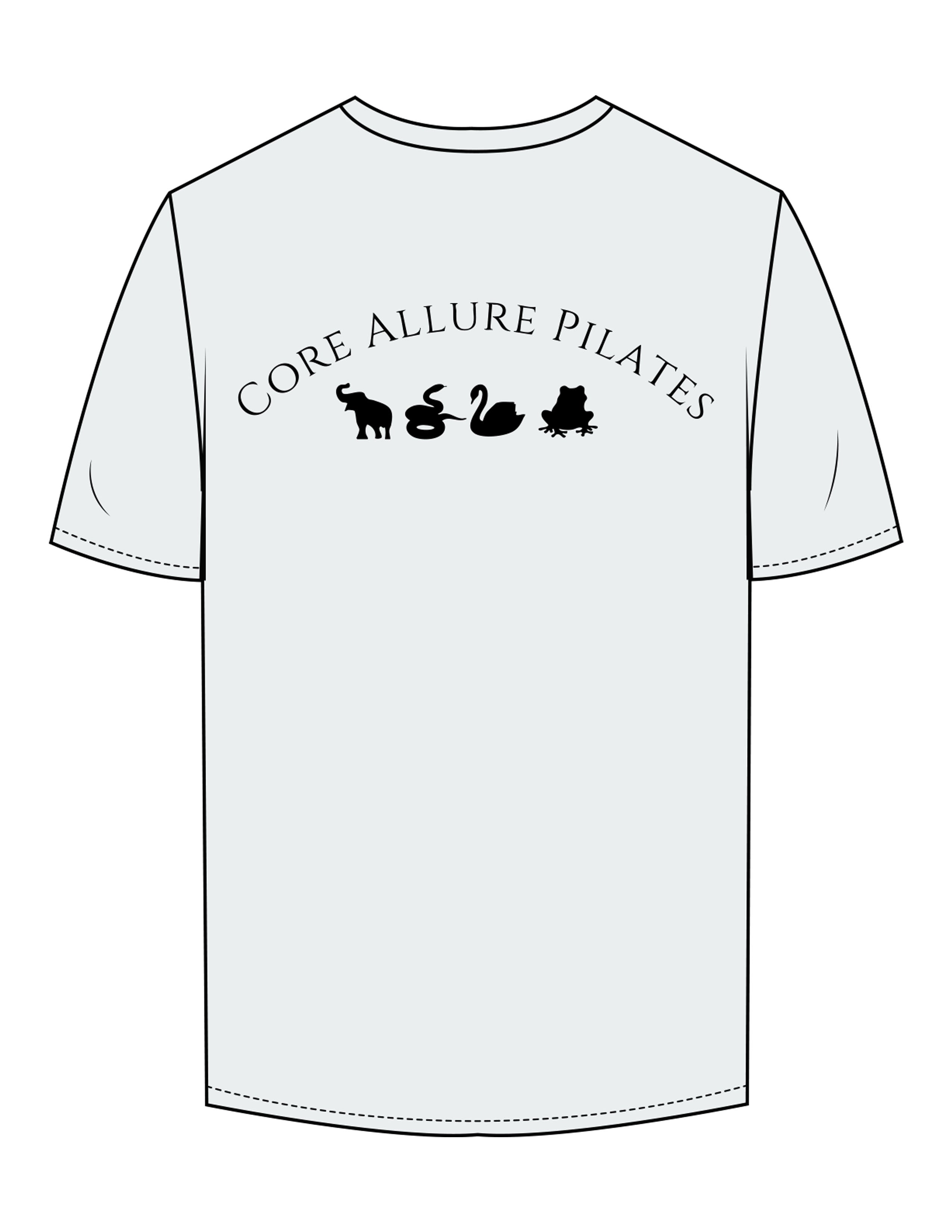 The Mens Tee - Seafoam - Core Allure Pilates - Left Chest Arc Stacked & Back Arc Stacked - Printed - Black