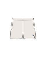 The Womens Sweat Shorts - Bone - M4Lagree - Left Leg "M4" - Printed - Navy