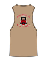 The Scoop Muscle Tank - Olive Heather - KettleFlex - Center Chest & Back Stacked - Printed - Full Color
