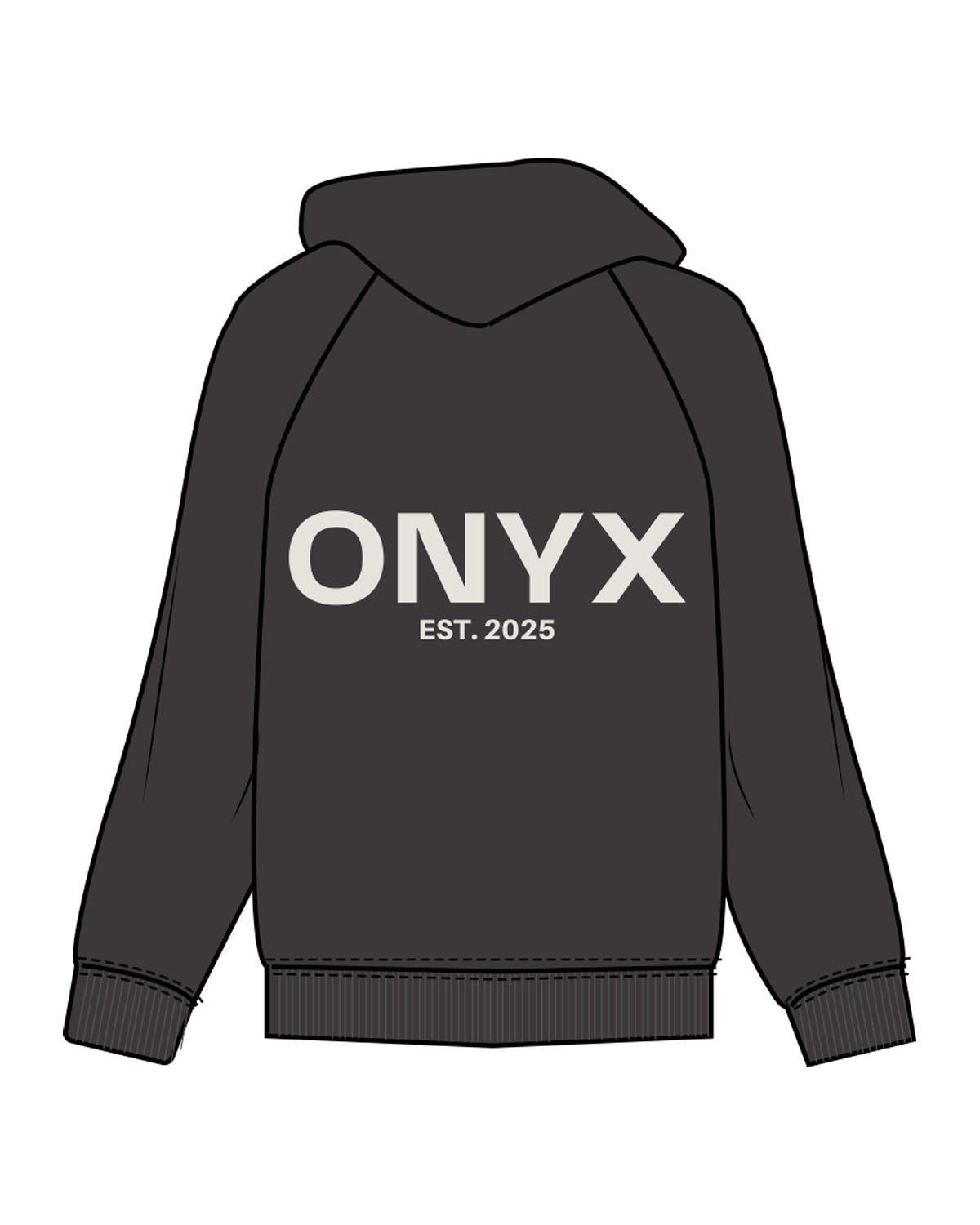 The Mens Hoodie - Washed Black - Onyx Fit - Left Chest & Front Pocket - Back Stacked - Printed - Washed Bone