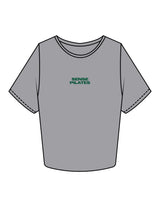 The Crop Tee - Heather - Sense Pilates - Center Chest Stacked - Printed - Green
