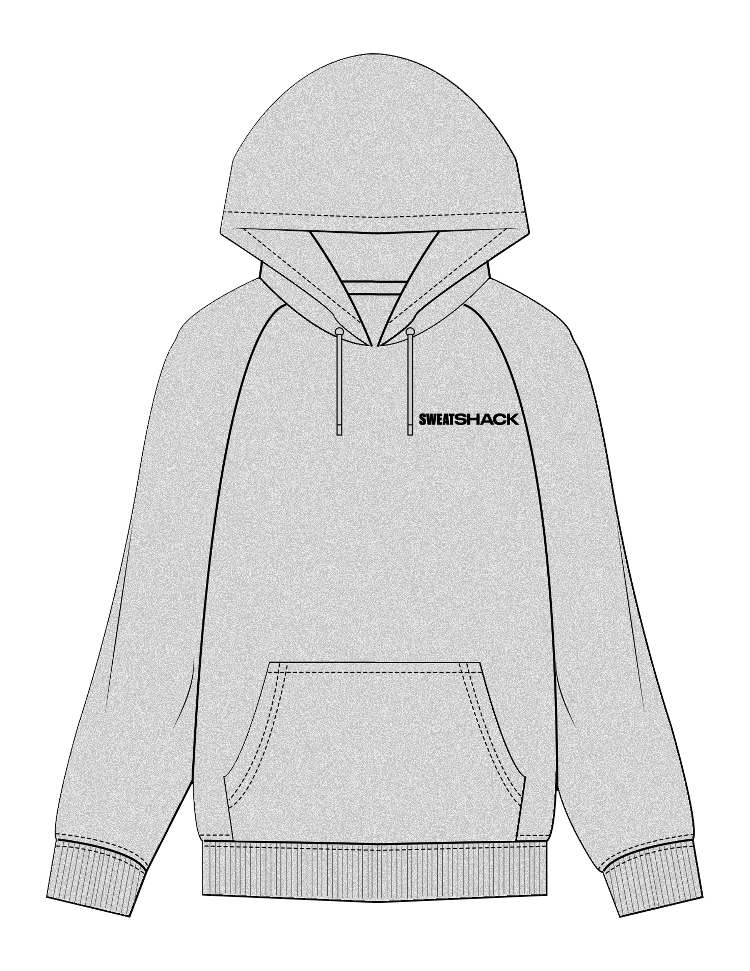 The Womens Classic Hoodie - Heather - Sweatshack - Left Chest & Back Round - Printed - Black