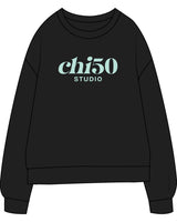 The Midweight Unisex Crewneck - Washed Black - Chi50 - Center Chest Stacked - Printed - Mint