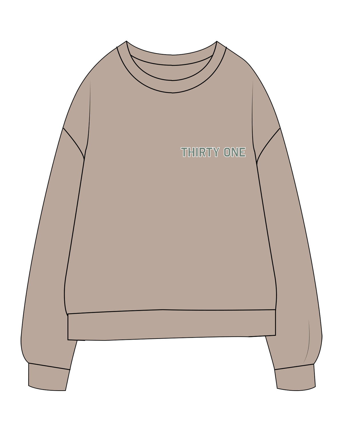 The Midweight Unisex Crewneck - Washed Cement - 31Theraphy - Left Chest & Back Stacked - Full Color
