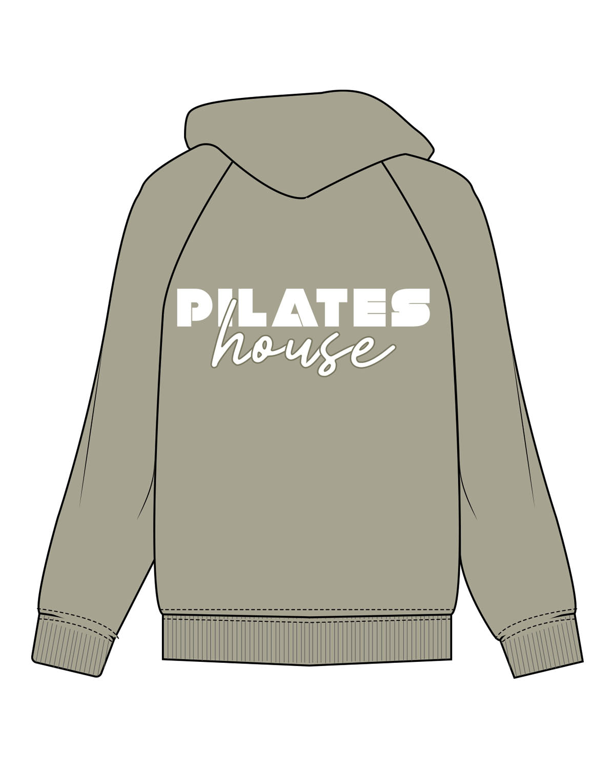 The Womens Heavyweight Hoodie - Eucalyptus - PHS - Left Chest - Back Stacked - Printed - Full Color